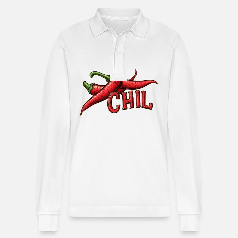 Chil, relax, - Stanley/Stella Unisex Bio-Langarm-Poloshirt Prepster - Weiß