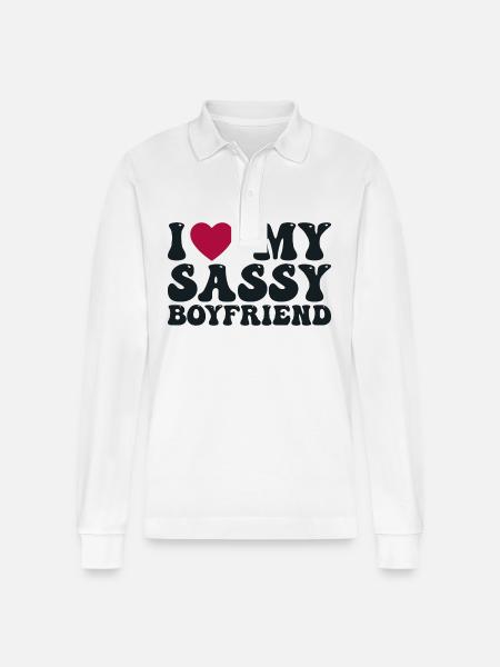 Jeg elsker min frække kæreste - Stanley/Stella Prepster økologisk unisex langærmet poloshirt - hvid