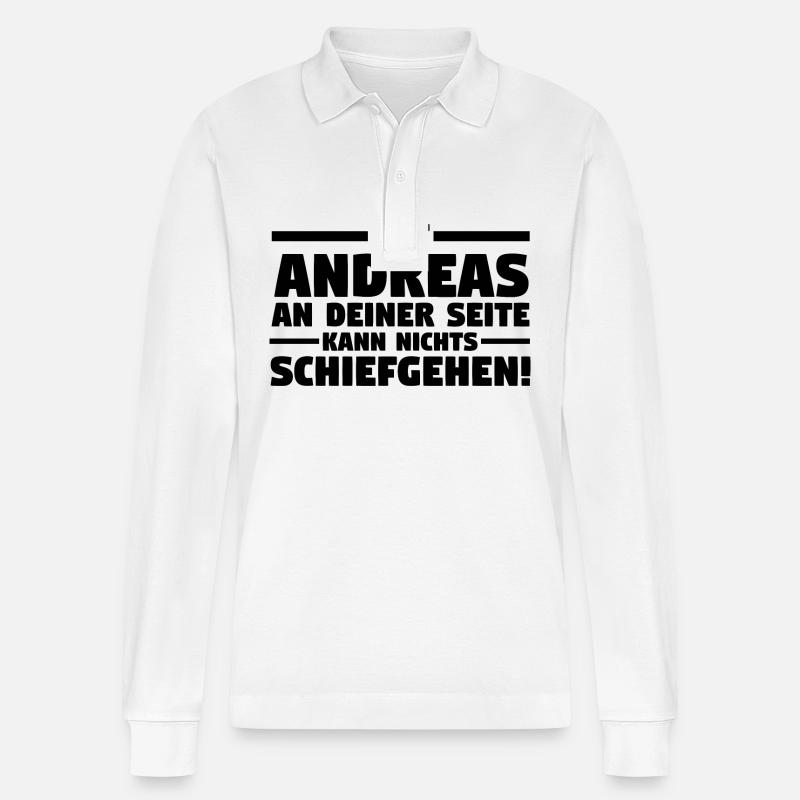 Vorname Andreas - Stanley/Stella Unisex Bio-Langarm-Poloshirt Prepster - Weiß