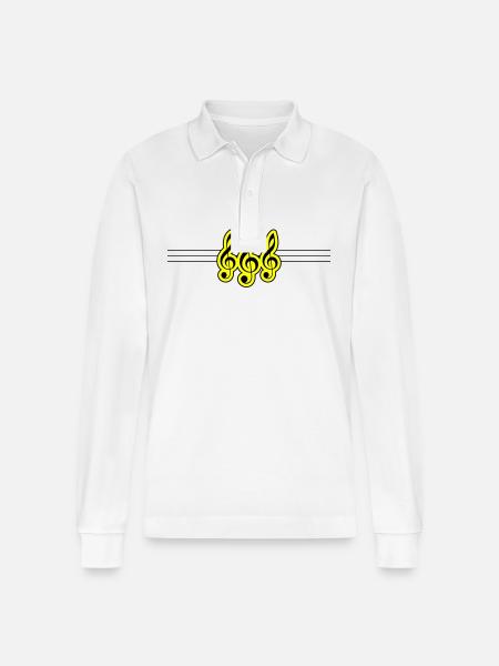 Music symbol clef - Stanley/Stella Organic Unisex Long-Sleeved Polo Shirt Prepster - white