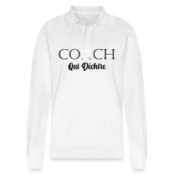 Coach Who - Stanley/Stella Organic Unisex Long-Sleeved Polo Shirt Prepster - white - Front - Anna (173cm) & Nico (186cm)