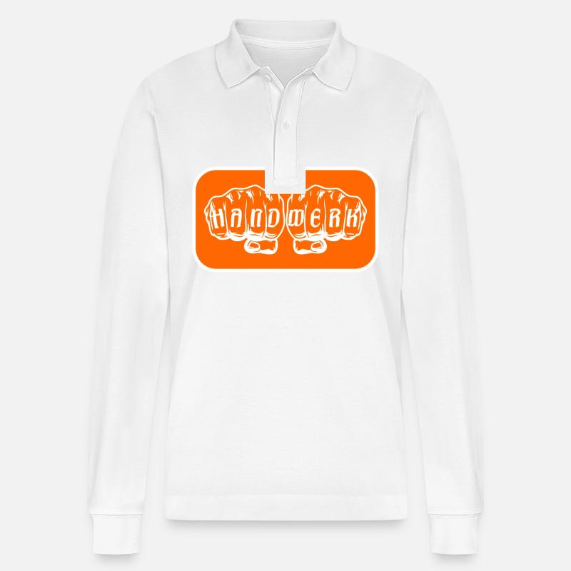 Handwerk Faust Orange - Stanley/Stella Unisex Bio-Langarm-Poloshirt Prepster - Weiß