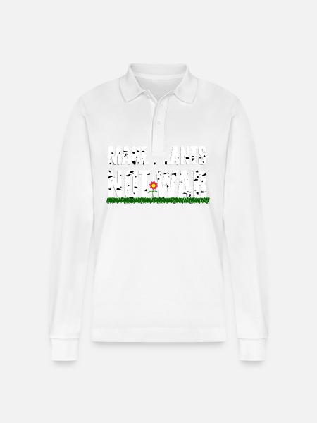 Make Plants Not War - Stanley/Stella Organic Unisex Long-Sleeved Polo Shirt Prepster - white