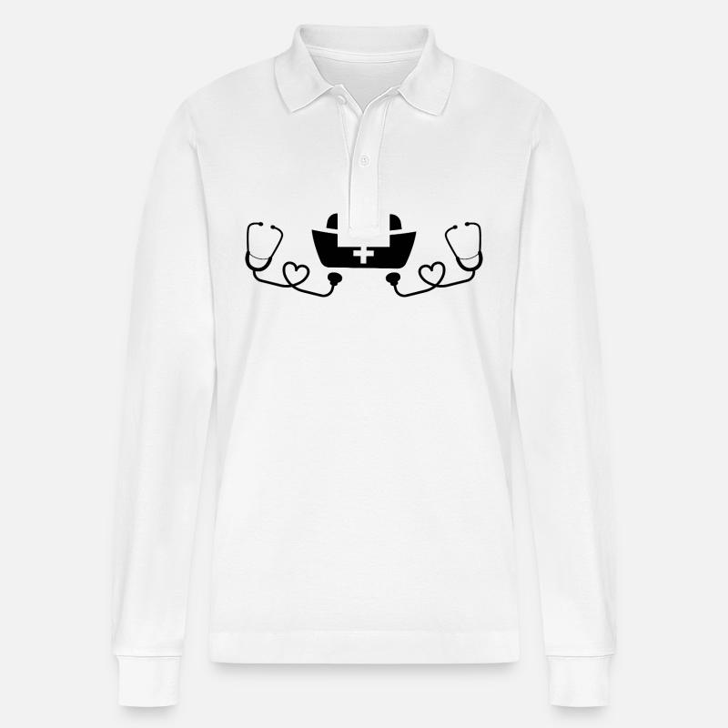 Krankenschwester - Stanley/Stella Unisex Bio-Langarm-Poloshirt Prepster - Weiß