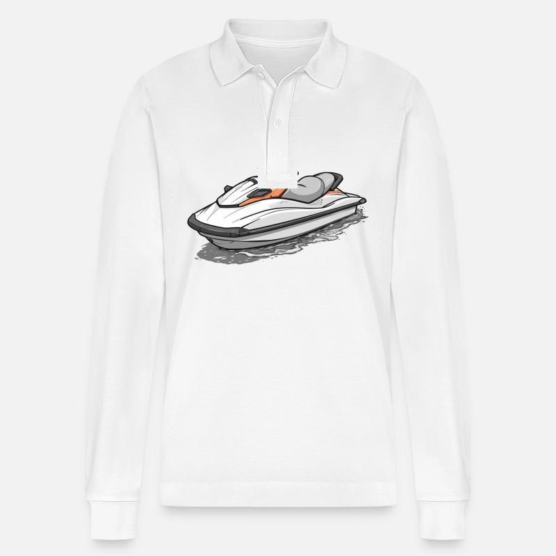 Action am Jetski - Stanley/Stella Unisex Bio-Langarm-Poloshirt Prepster - Weiß