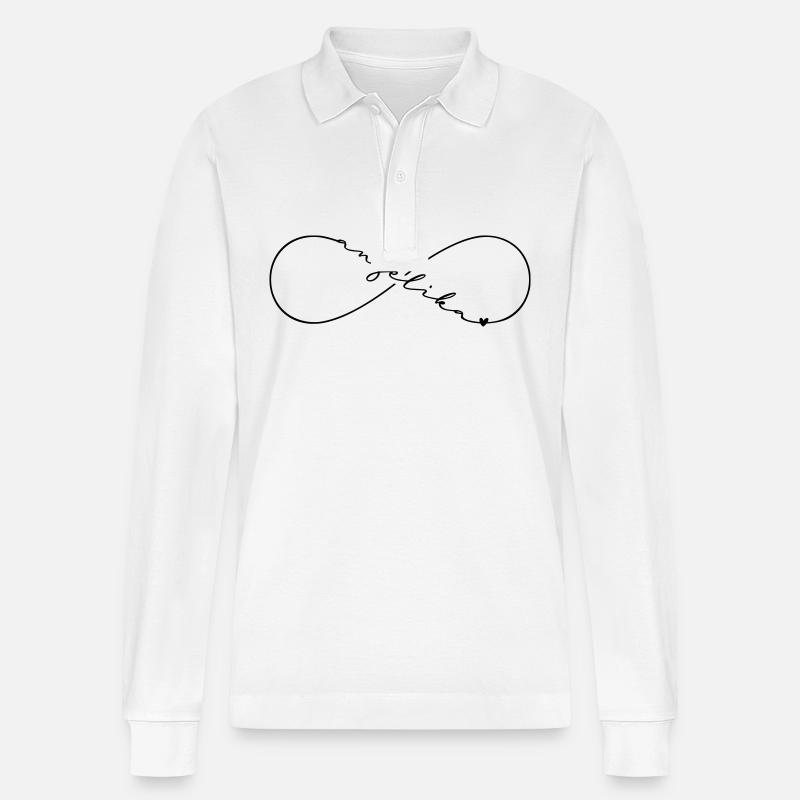Angelika Name Infinitysymbol - Stanley/Stella Unisex Bio-Langarm-Poloshirt Prepster - Weiß
