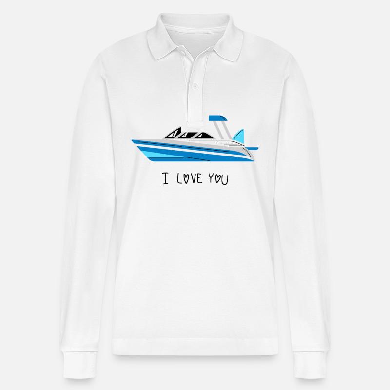 Motorboot Sportboot - Stanley/Stella Unisex Bio-Langarm-Poloshirt Prepster - Weiß