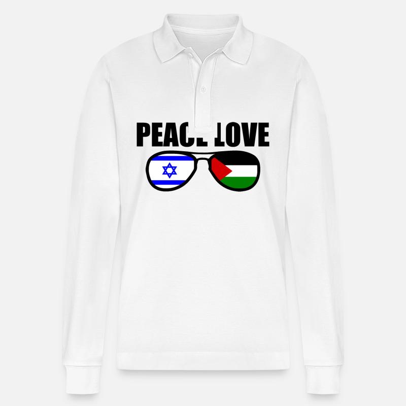 Pace per la Palestina Libera Israele - Polo a manica lunga ecologica unisex Prepster di Stanley/Stella - bianco