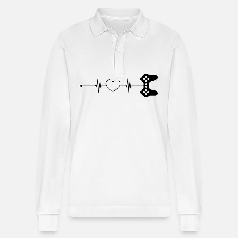 Herzschlag Spiele - Stanley/Stella Unisex Bio-Langarm-Poloshirt Prepster - Weiß