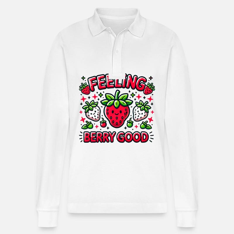 Feeling Berry Good - Stanley/Stella Unisex Bio-Langarm-Poloshirt Prepster - Weiß