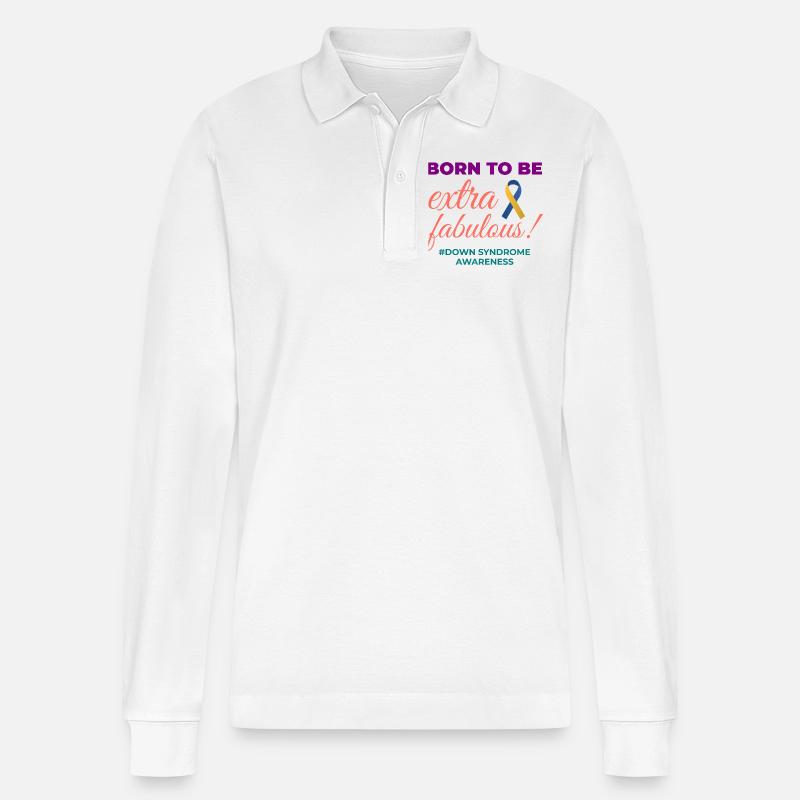 Down-Syndrom-Bewusstsein Extra fabelhaft - Stanley/Stella Unisex Bio-Langarm-Poloshirt Prepster - Weiß