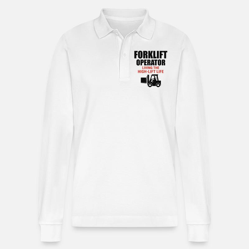 Gabelstaplerfahrer Schwermaschinenfahrer Lustig - Stanley/Stella Unisex Bio-Langarm-Poloshirt Prepster - Weiß