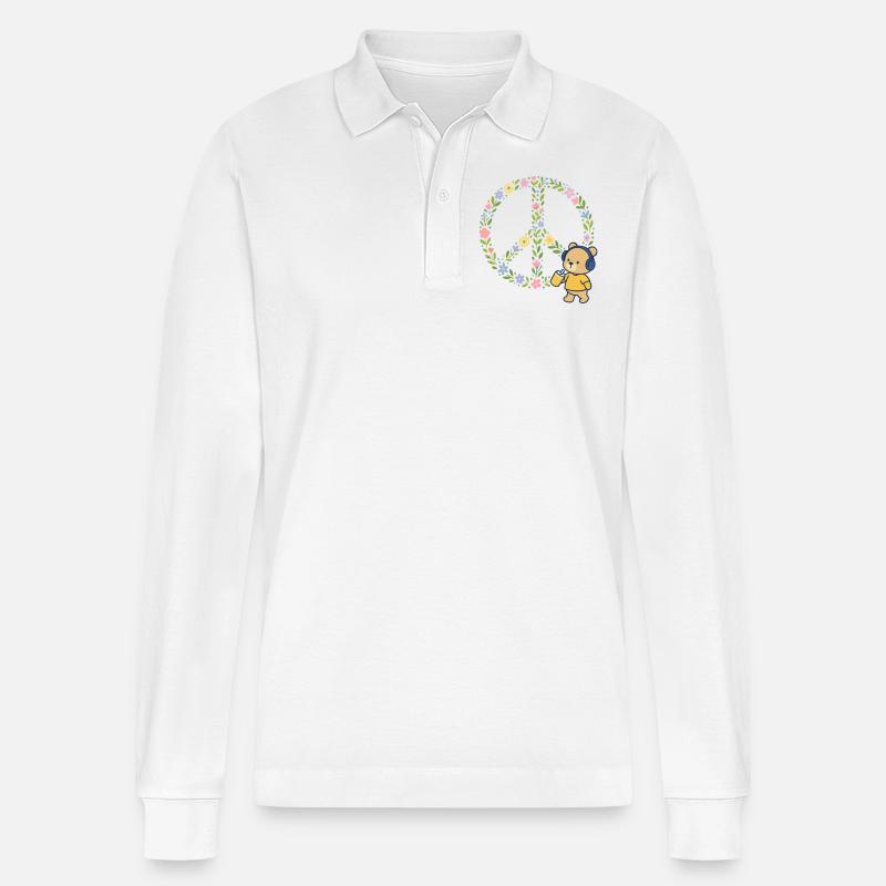 Paix Fleurs Fleurs - Polo à manches longues bio PREPSTER Stanley/Stella Unisexe - blanc