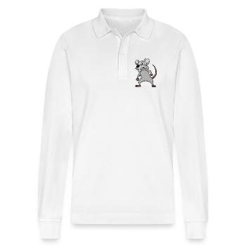 Ratón ratones mousi ratoncitos rata roedor - Polo de manga larga orgánico unisex Prepster de Stanley/Stella - blanco - delante - Anna (173cm) & Nico (186cm)