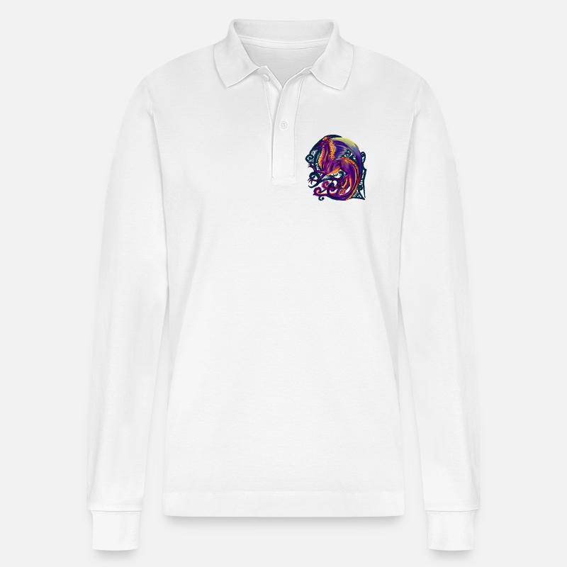 Drachen - Stanley/Stella Unisex Bio-Langarm-Poloshirt Prepster - Weiß