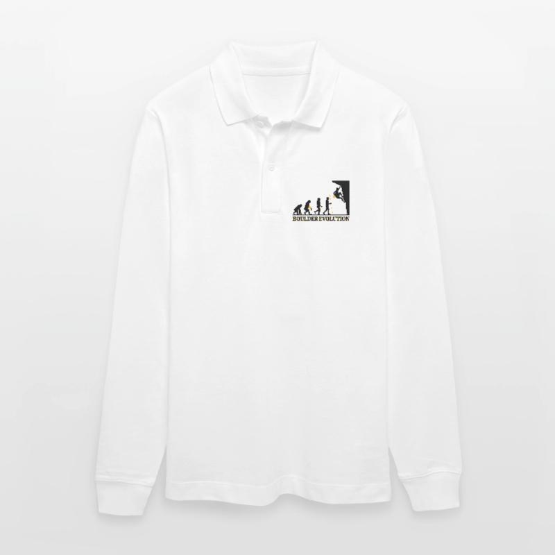 Boulder Evolution Klettern Bergsteigen Spruch Stanley/Stella Unisex Bio-Langarm-Poloshirt Prepster