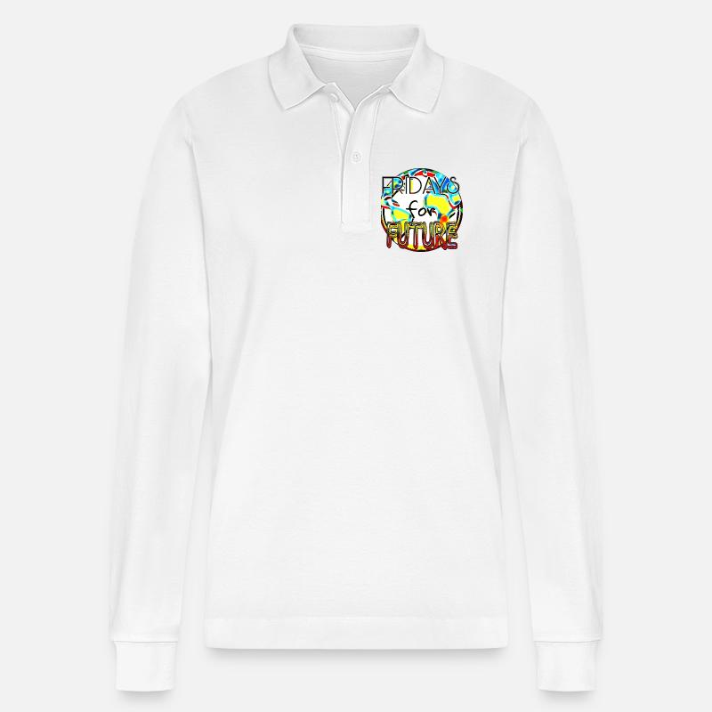 Klimaschutz Statement Farbenkunst - Stanley/Stella Unisex Bio-Langarm-Poloshirt Prepster - Weiß