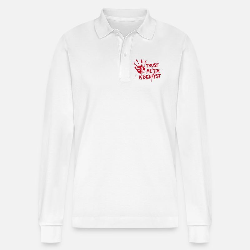 Trust me I'm a dentist - Stanley/Stella Unisex Bio-Langarm-Poloshirt Prepster - Weiß