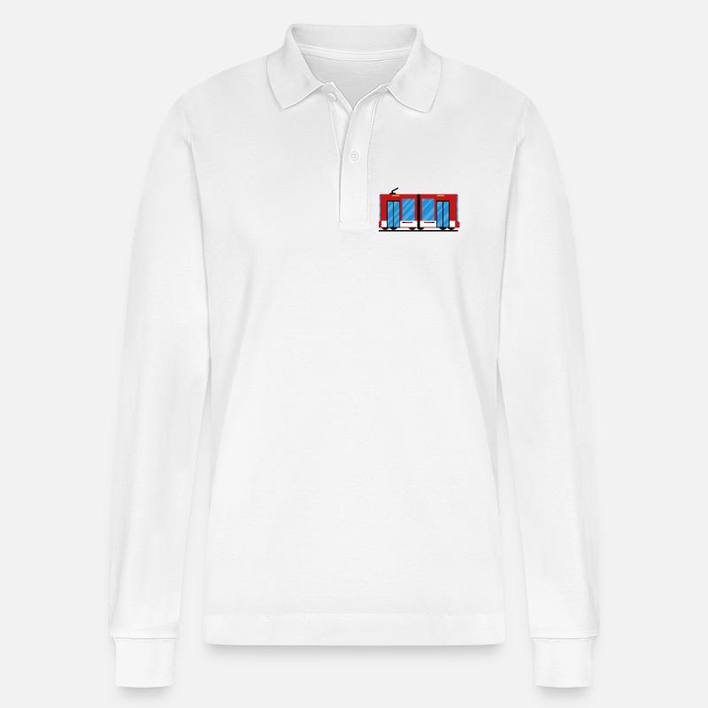 Tram Straßenbahn Zug - Stanley/Stella Unisex Bio-Langarm-Poloshirt Prepster - Weiß