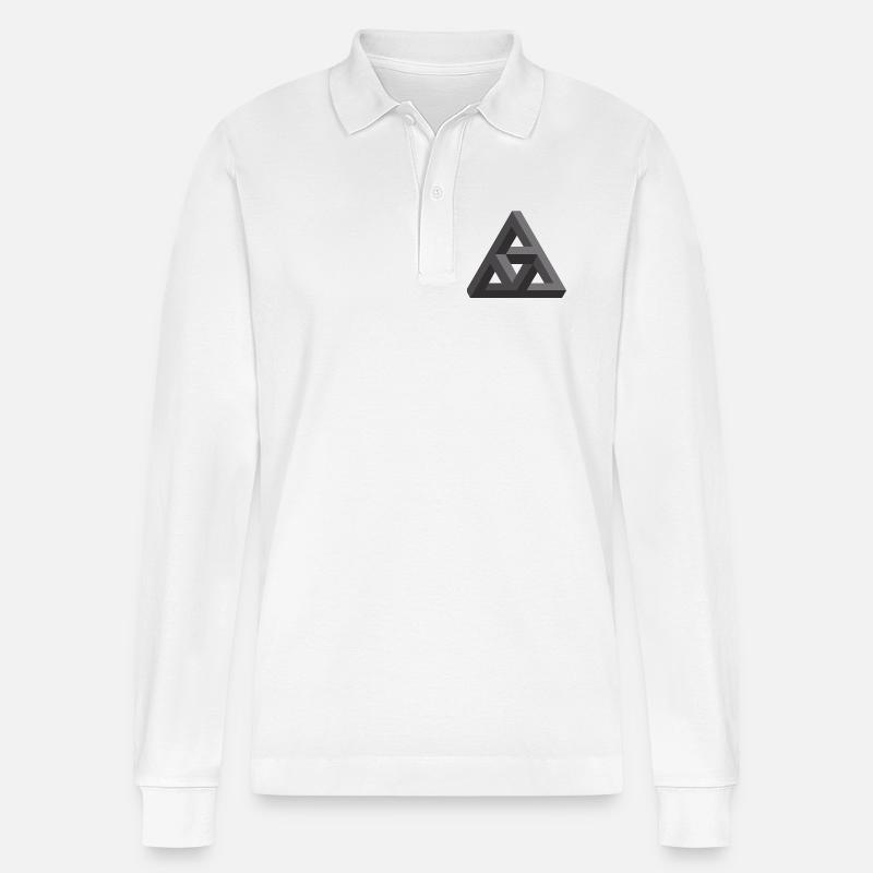 Abstract Geometry Pattern in Gray - Stanley/Stella Organic Unisex Long-Sleeved Polo Shirt Prepster - white