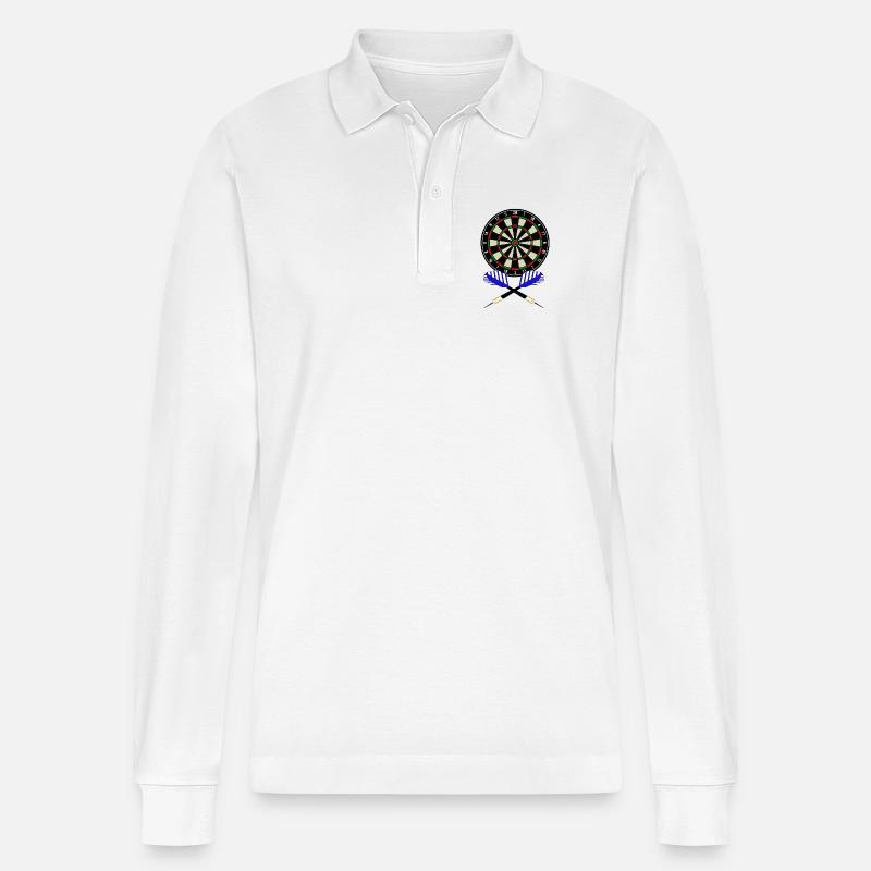 Dartscheibe - Stanley/Stella Unisex Bio-Langarm-Poloshirt Prepster - Weiß