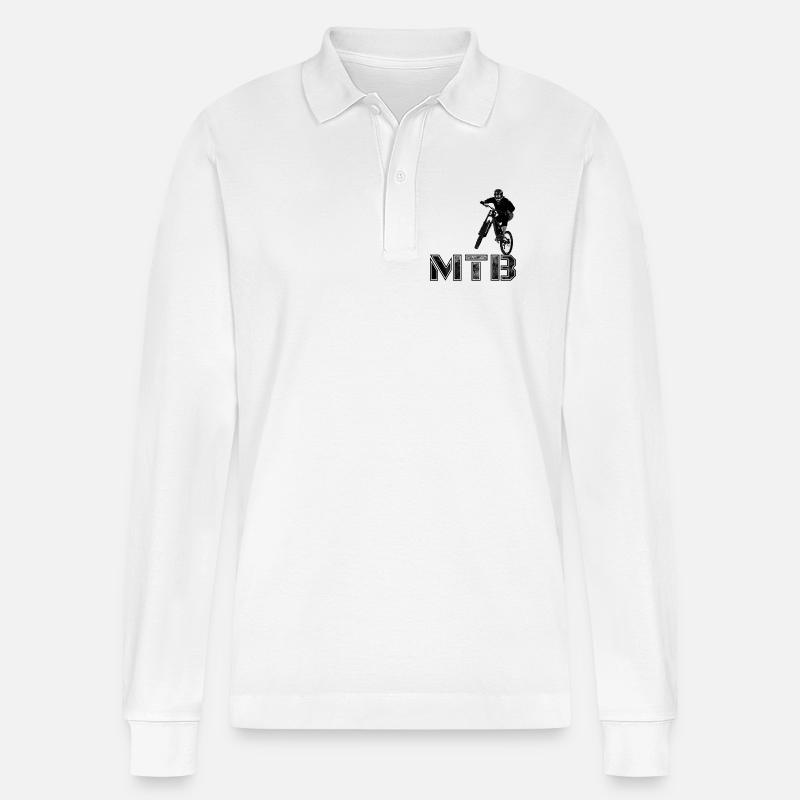 MTB Mountainbiking Geschenk - Stanley/Stella Unisex Bio-Langarm-Poloshirt Prepster - Weiß