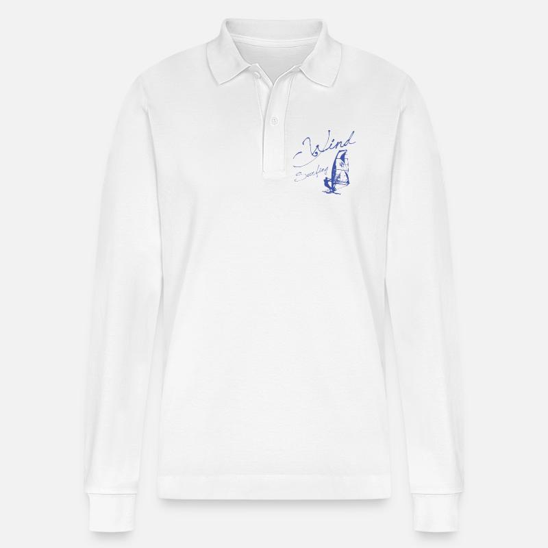 WINDSURFING - SURFER WINDSURFER Geschenk - Stanley/Stella Unisex Bio-Langarm-Poloshirt Prepster - Weiß
