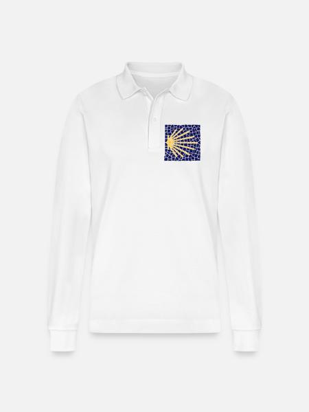 Kammusling mosaik | Camino Santiago | Santiago - Stanley/Stella Prepster økologisk unisex langærmet poloshirt - hvid