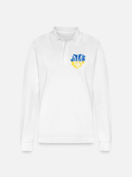 Drapeau trident ukrainien Brush - Polo à manches longues bio PREPSTER Stanley/Stella Unisexe - blanc