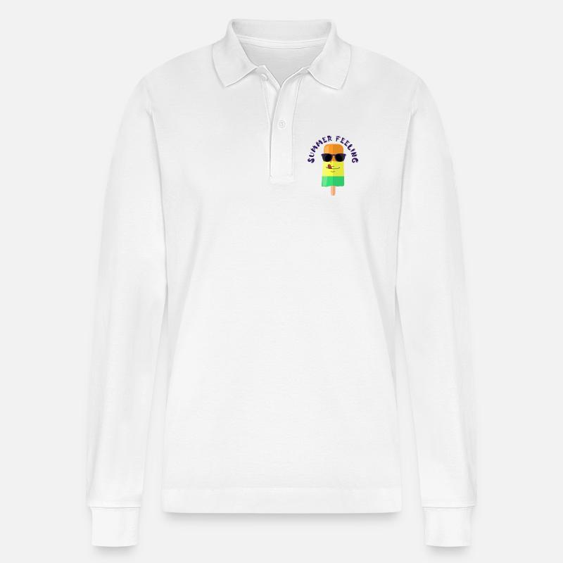 Eiscreme mit Sonnenbrille Summer Feeling Sommer - Stanley/Stella Unisex Bio-Langarm-Poloshirt Prepster - Weiß