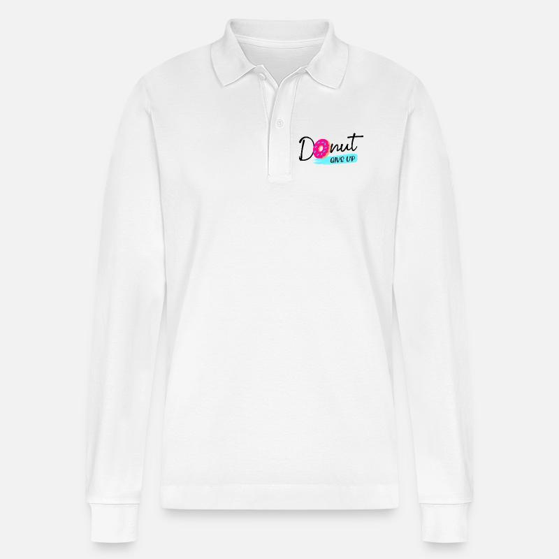 Donut Süßigkeiten Statement Naschen Lecker - Stanley/Stella Unisex Bio-Langarm-Poloshirt Prepster - Weiß