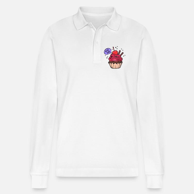 Cupcake Statement Nachspeise Backen Süßigkeiten - Stanley/Stella Unisex Bio-Langarm-Poloshirt Prepster - Weiß