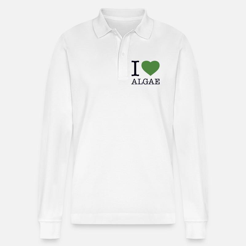 I LOVE ALGAE Algen - Stanley/Stella Unisex Bio-Langarm-Poloshirt Prepster - Weiß