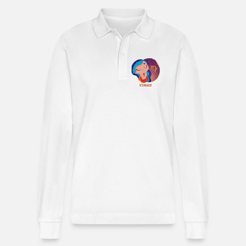 Sternzeichen Jungfrau - Stanley/Stella Unisex Bio-Langarm-Poloshirt Prepster - Weiß