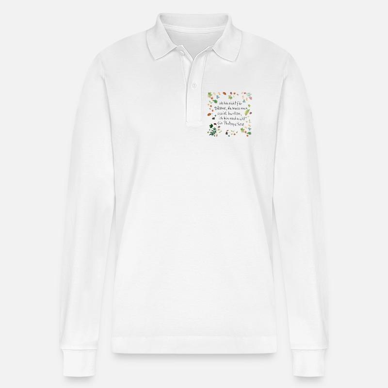 Laub mit Spruch - Stanley/Stella Unisex Bio-Langarm-Poloshirt Prepster - Weiß