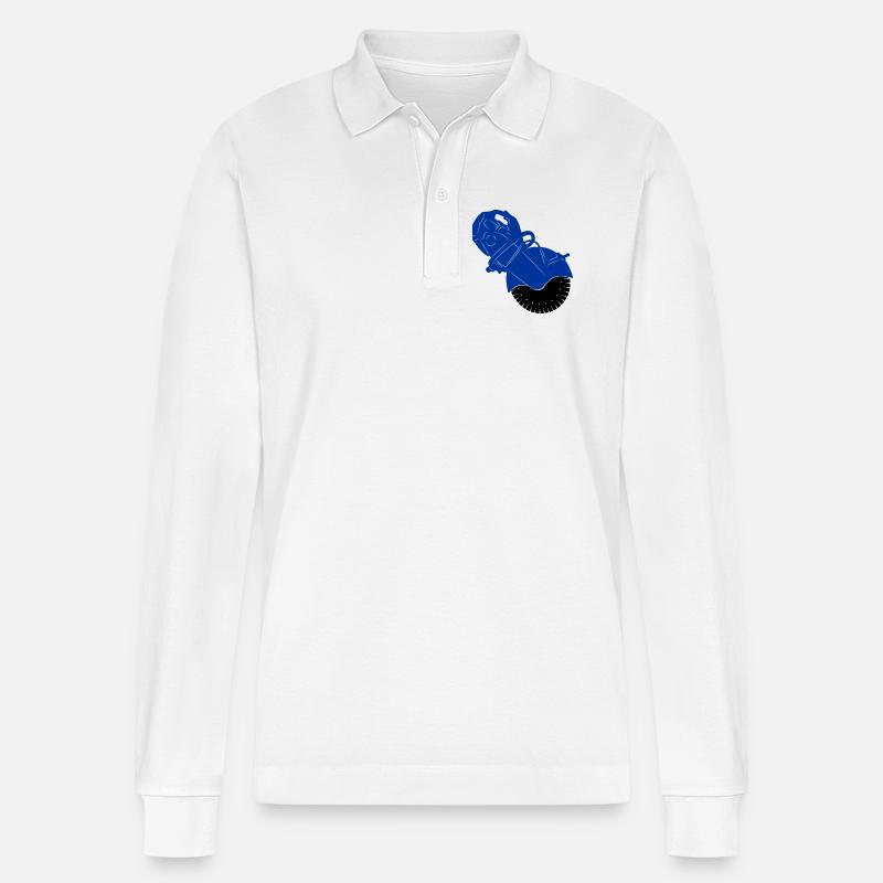 Pflastersteinsäge oder Steinsägemaschine - Stanley/Stella Unisex Bio-Langarm-Poloshirt Prepster - Weiß