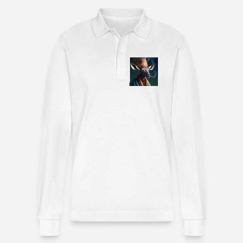Cannabiche 01 ohne Tippfehler - Stanley/Stella Unisex Bio-Langarm-Poloshirt Prepster - Weiß