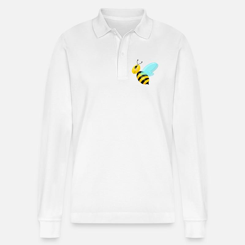 Fliegende anmutige Biene - Stanley/Stella Unisex Bio-Langarm-Poloshirt Prepster - Weiß