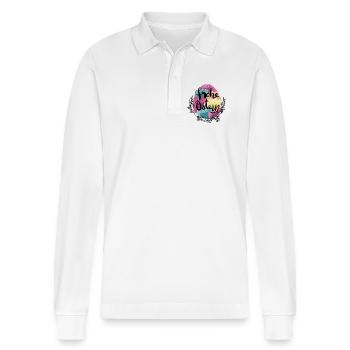Easter Egg Flowers Happy Easter - Stanley/Stella Organic Unisex Long-Sleeved Polo Shirt Prepster - white - Front - Anna (173cm) & Nico (186cm)