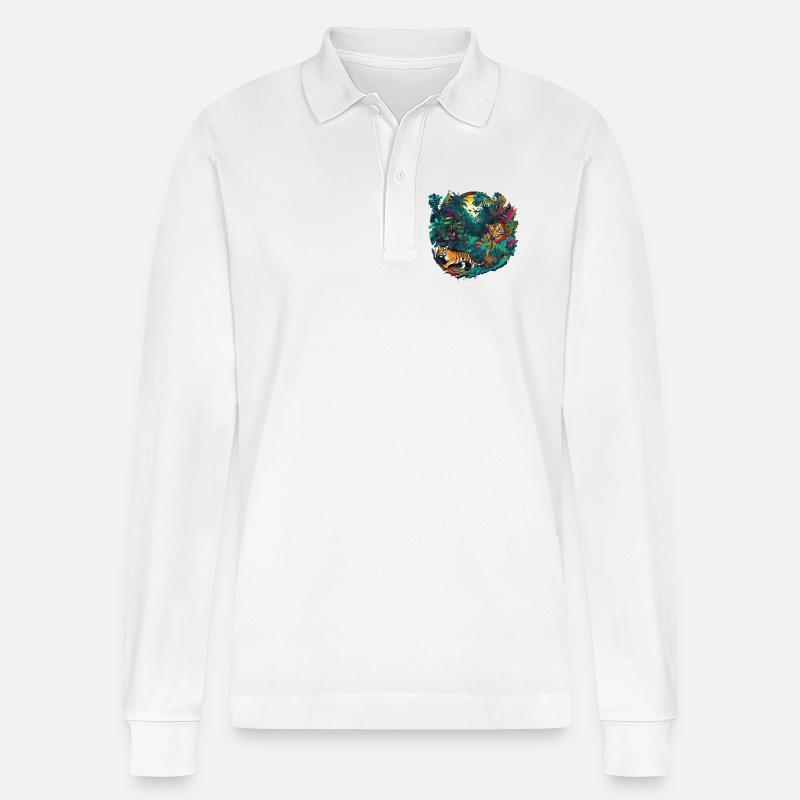 Dschungel - Stanley/Stella Unisex Bio-Langarm-Poloshirt Prepster - Weiß