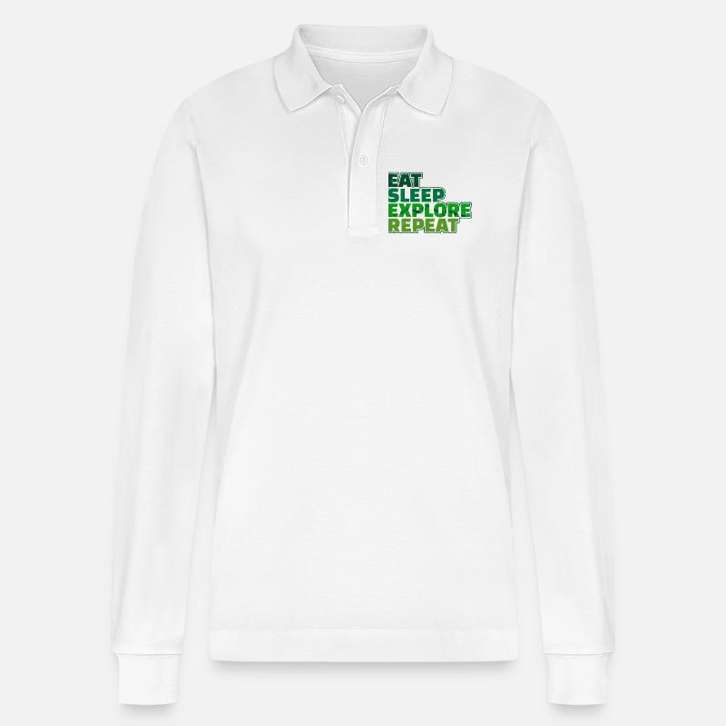 Wandern Bergsteigen Statement Wanderer Wanderwege - Stanley/Stella Unisex Bio-Langarm-Poloshirt Prepster - Weiß