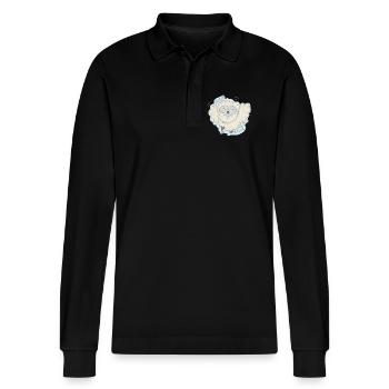 Lioba silk chicken, hooray - Stanley/Stella Organic Unisex Long-Sleeved Polo Shirt Prepster - black - Front - Anna (173cm) & Nico (186cm)