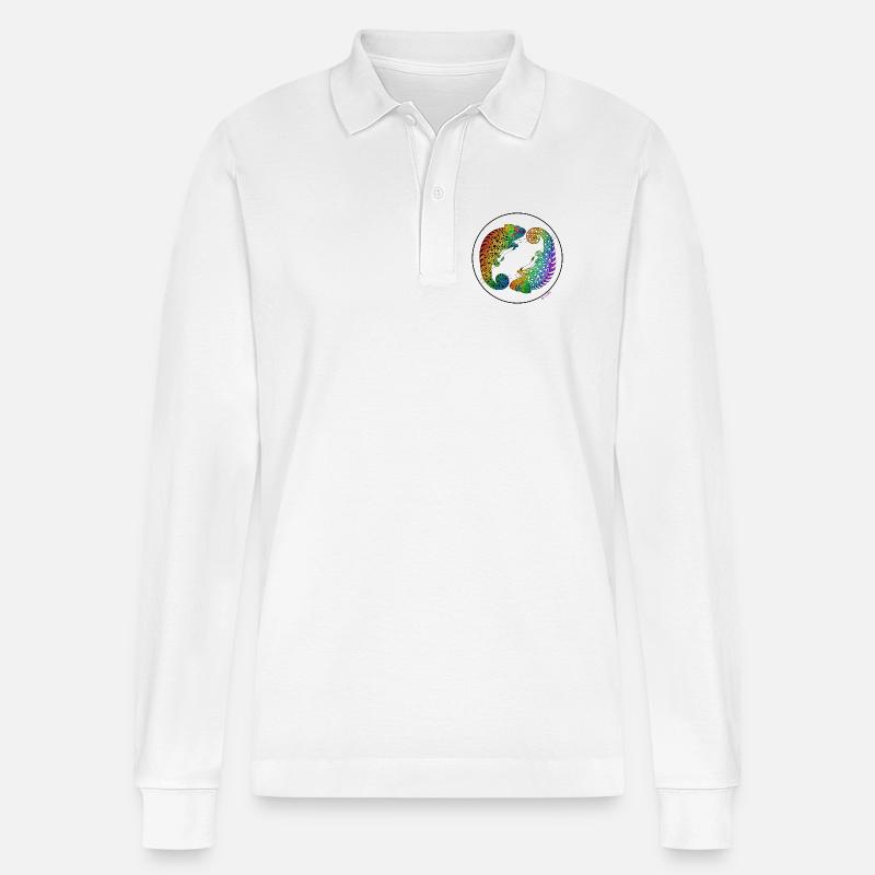 Pride-Chamäleon - Stanley/Stella Unisex Bio-Langarm-Poloshirt Prepster - Weiß