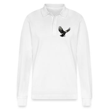 Adler im Landeanflug - Stanley/Stella Unisex Bio-Langarm-Poloshirt Prepster - Weiß - Vorne - Anna (173cm) & Nico (186cm)