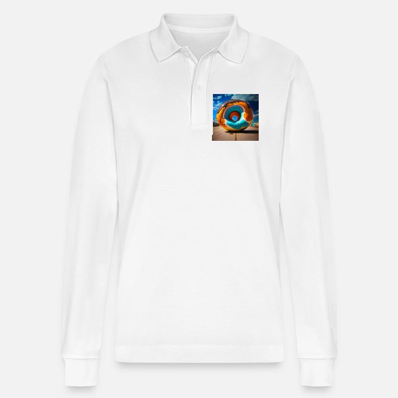 Mega Donut 01 - Stanley/Stella Unisex Bio-Langarm-Poloshirt Prepster - Weiß