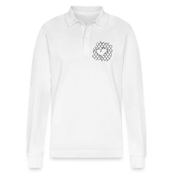 Wire Mesh Heart - Stanley/Stella Organic Unisex Long-Sleeved Polo Shirt Prepster - white - Front - Anna (173cm) & Nico (186cm)