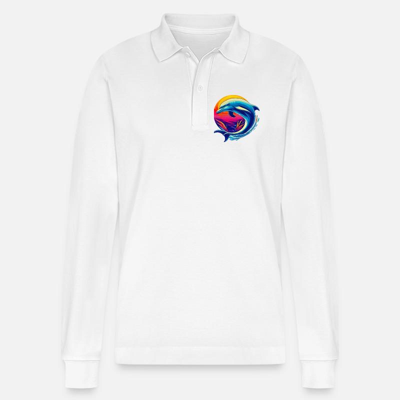 Delfin - Stanley/Stella Unisex Bio-Langarm-Poloshirt Prepster - Weiß