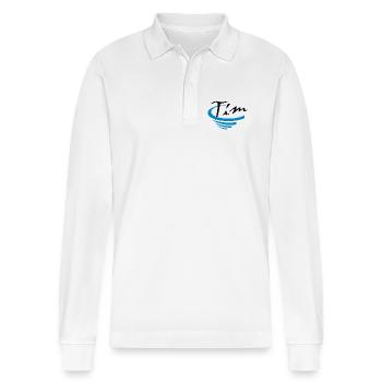 Tim - Stanley/Stella Organic Unisex Long-Sleeved Polo Shirt Prepster - white - Front - Anna (173cm) & Nico (186cm)