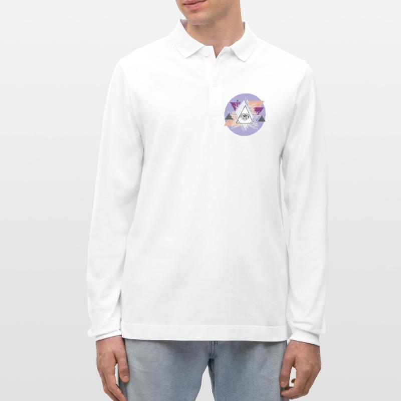 Geometric Triangular Eye with Auras Stanley/Stella Organic Unisex Long-Sleeved Polo Shirt Prepster