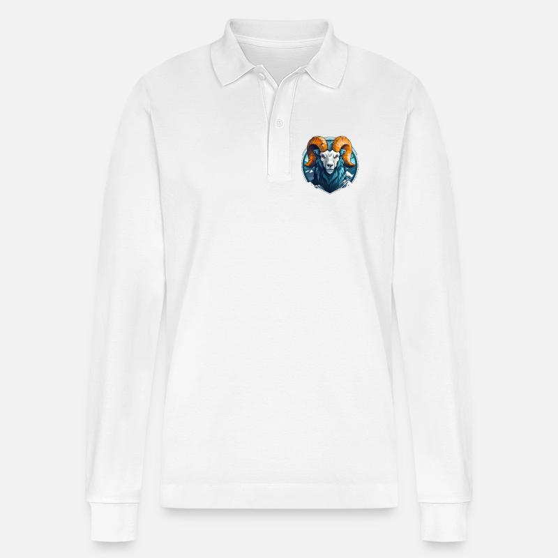 Widder Mascotchen - Stanley/Stella Unisex Bio-Langarm-Poloshirt Prepster - Weiß